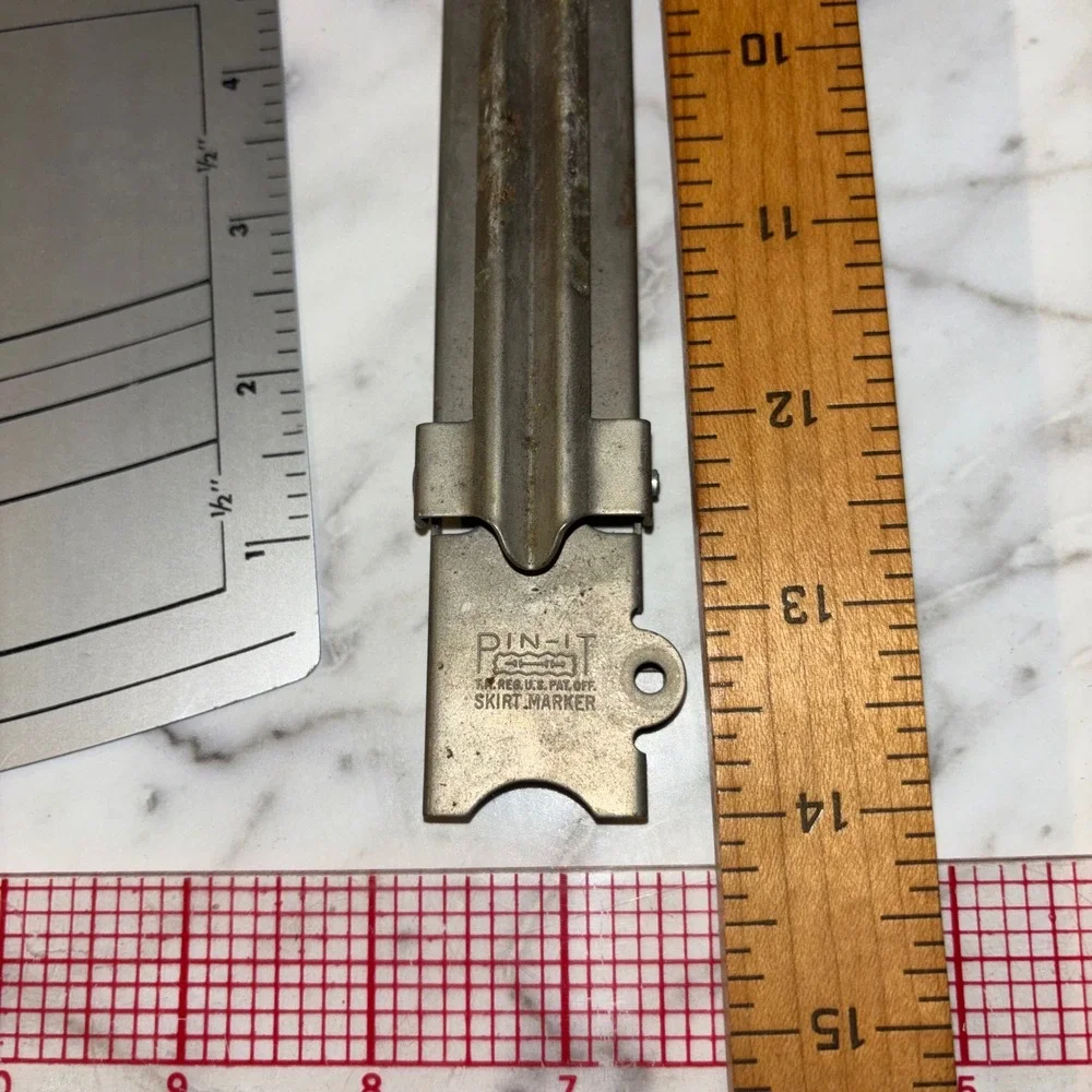 Vintage Sewing Tool Lot Dritz Ezy-Hem Pin-It Skirt Marker Fashion Ruler T-Square